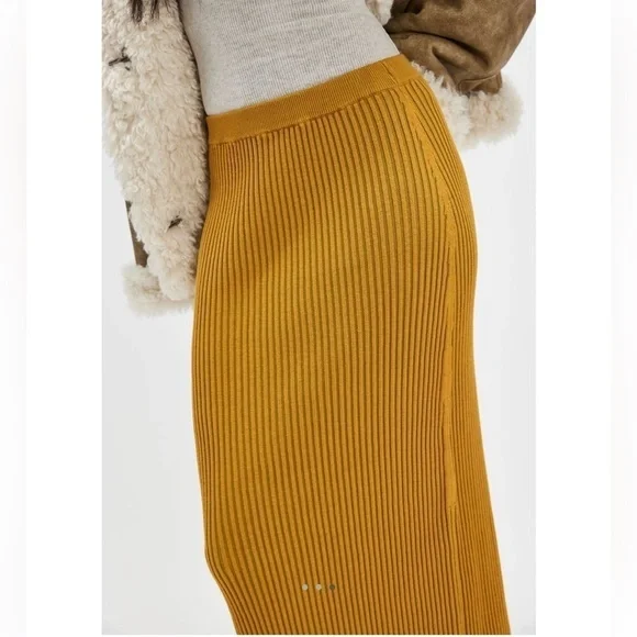 Free People Clara Maxi Skirt Large Avocado Combo Knit Ribbed Maxi - Picture 3 of 3